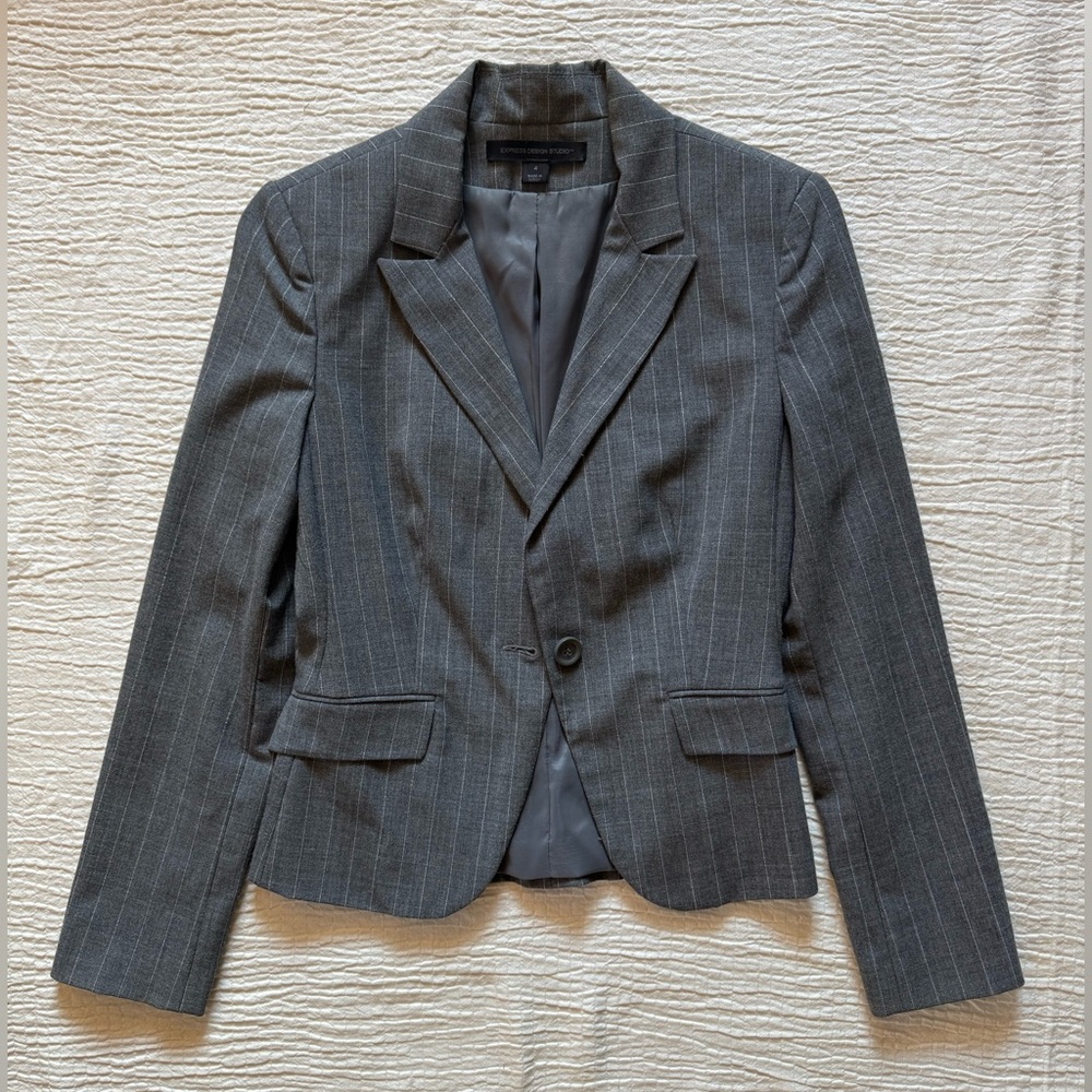 Express Charcoal Pinstripe Blazer